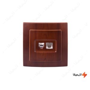 سوکت-تلفن-و-شبکه-طرح-چوب-خیام-الکتریک-مدل-پرشین