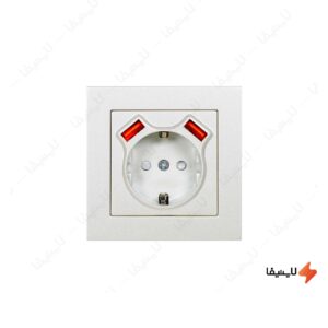 شارژ-USB-دوبل-و-پریز-ارت-دار-اویدنت-کدMC2SU00X03