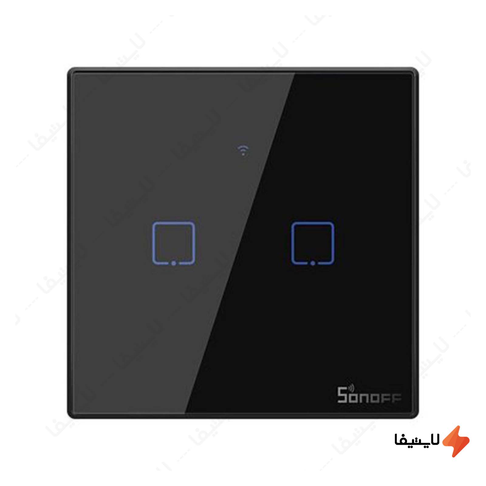كليد لمسي دو پل سونوف با قابليت كنت كليد-لمسی-مشکی-دو-پل-سونوف-با-قابليت-كنترل-توسط-ريموت-RF-مدل-T3EU2C-TX