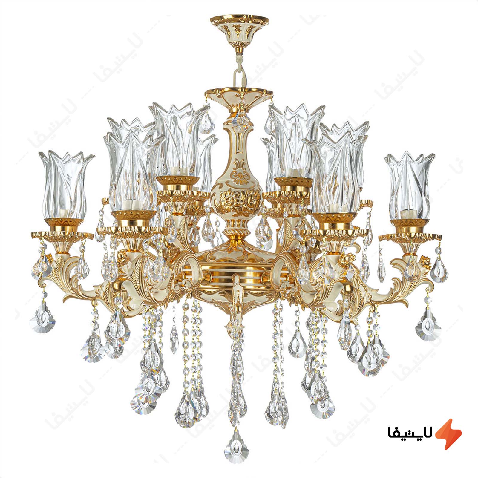 لوستر 12 شعله چشمه نور کد S3632/6GWT لوستر-12-شعله-چشمه-نور-کد-S36326GWT