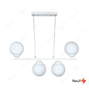 لوستر-حبابی-4-شعله-چشمه-نور-مدل-12304-با-حباب-سفید