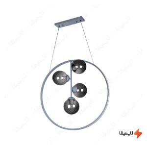 لوستر-حبابی-4-شعله-چشمه-نور-مدل-19004-با-حباب-مشکی