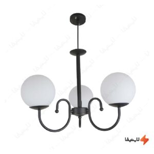 لوستر-سه-شعله-مولکولی-چشمه-نور-مدل-A12193-با-حباب-سفید
