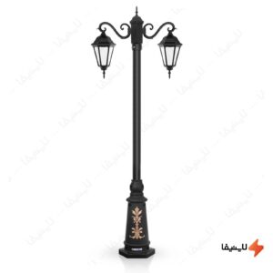 چراغ-حیاطی-ایستاده-دو-شاخه-شب-تاب-مدل-رومی-کد-SH-104320320