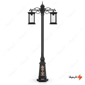 چراغ-حیاطی-ایستاده-دو-شاخه-شب-تاب-مدل-روناک-کد-SH-109321120