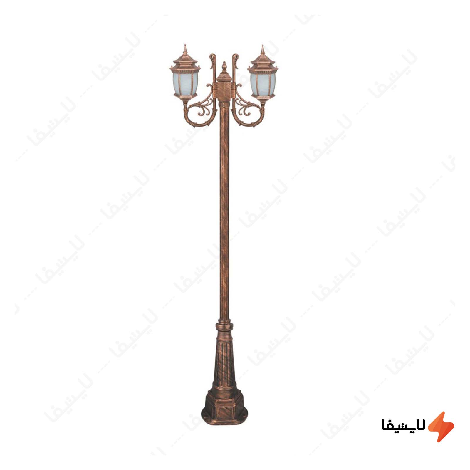 چراغ دوشاخه پارکی تکشیدفام مدل معب چراغ-دوشاخه-پارکی-تکشیدفام-مدل-معبد-رابو-خمره-ای-کد-91215-16-7923
