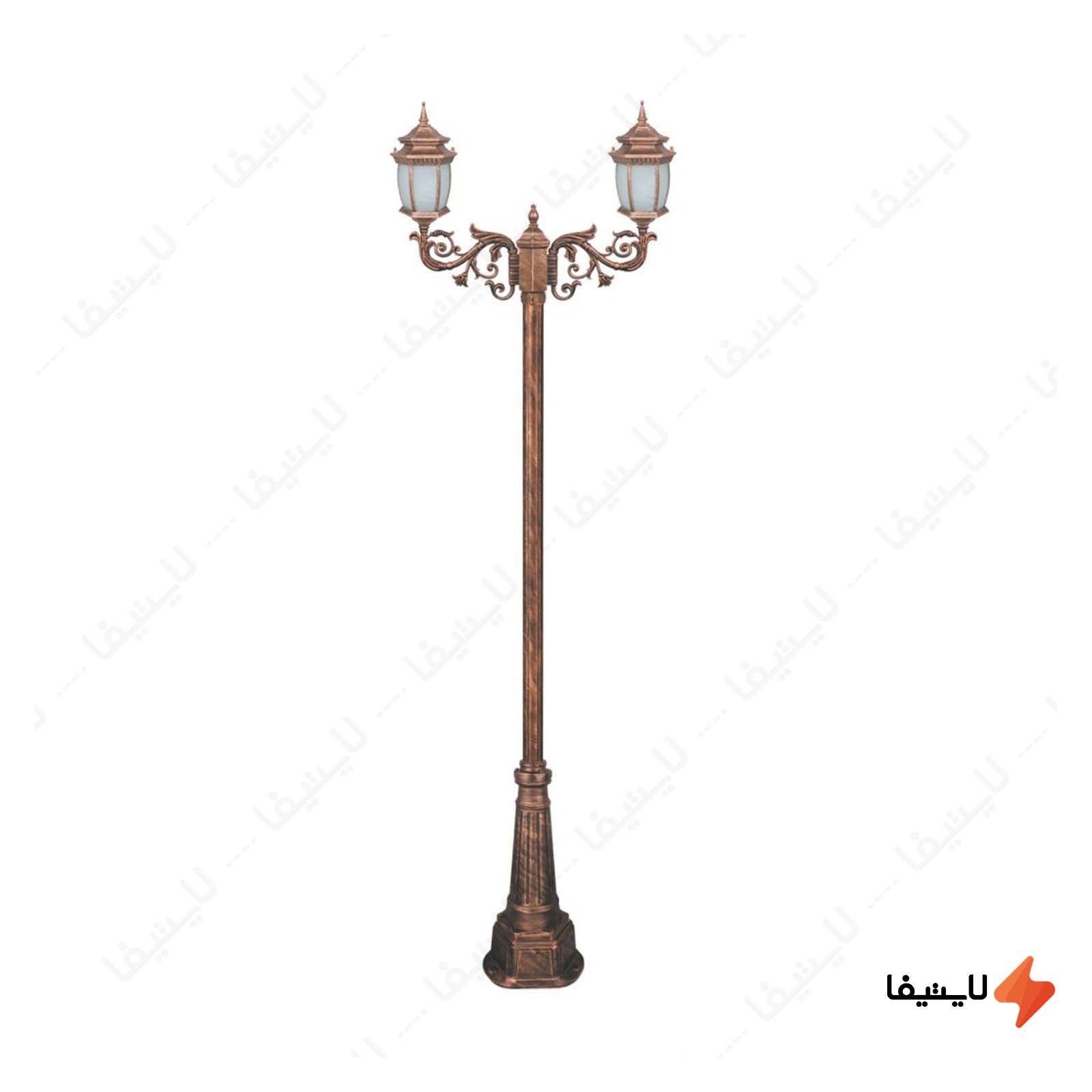 چراغ دوشاخه پارکی تکشیدفام مدل معب چراغ-دوشاخه-پارکی-تکشیدفام-مدل-معبد-رابو-خمره-ای-کد-91215-16-7924