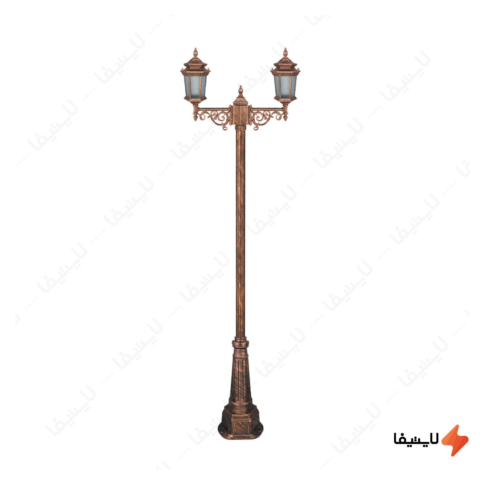 چراغ دوشاخه پارکی تکشیدفام مدل معب چراغ-دوشاخه-پارکی-تکشیدفام-مدل-معبد-رابو-کد-91215-16-7325