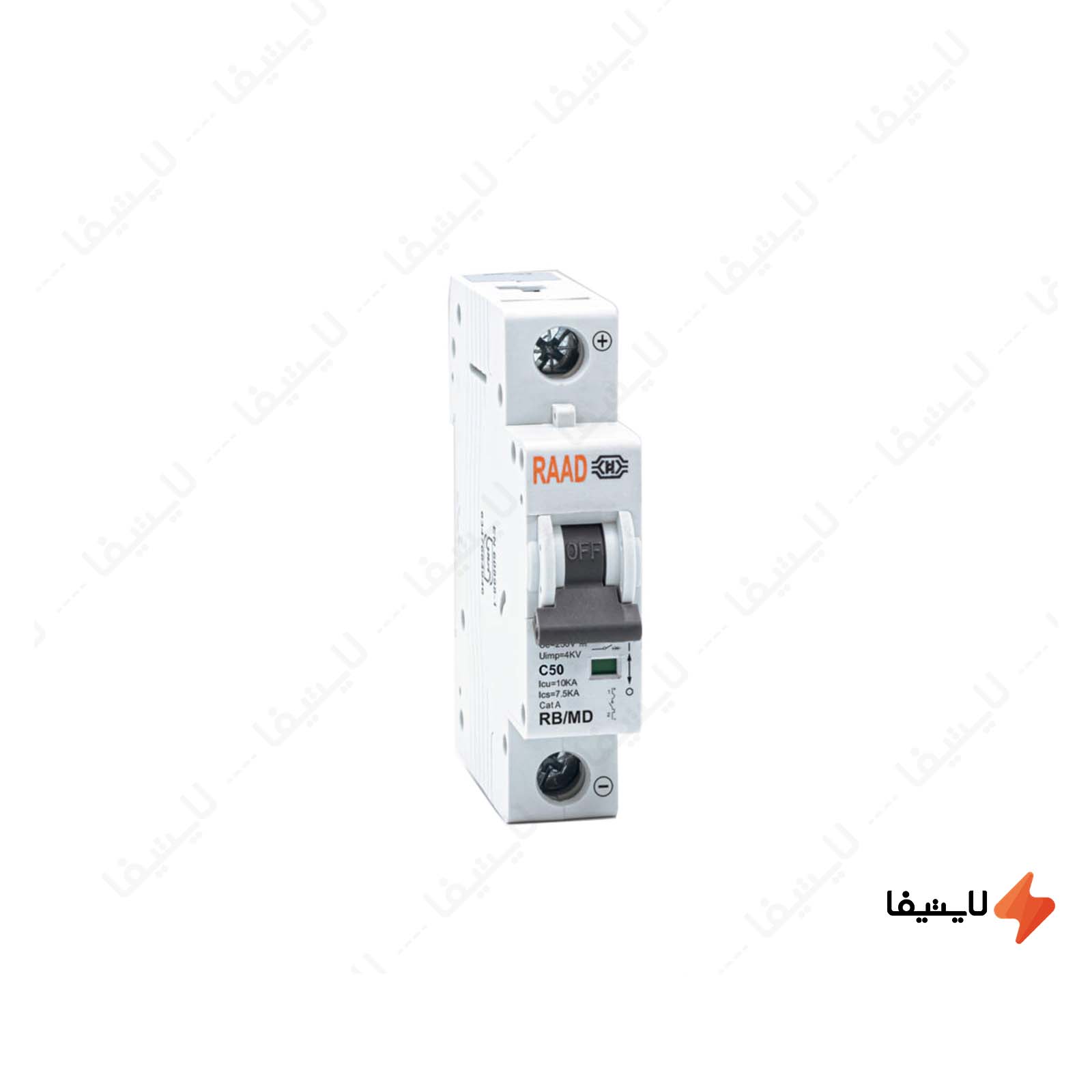 کلید مینیاتوری 1 پل 50 آمپر RB-MD-1P C50A-6kA کلید-مینیاتوری-1-پل-50-آمپر-RB-MD-1P-C50-6kA-رعد
