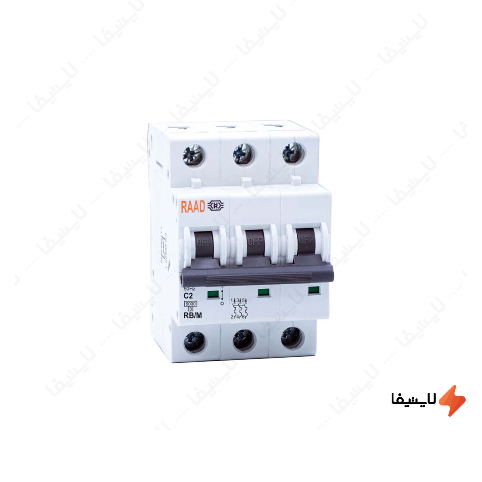 کلید مینیاتوری 3 پل 2 آمپر RB-M-3P C0206kA ر کلید-مینیاتوری-3-پل-2-آمپر-RB-M-3P-C02-6KA-رعد