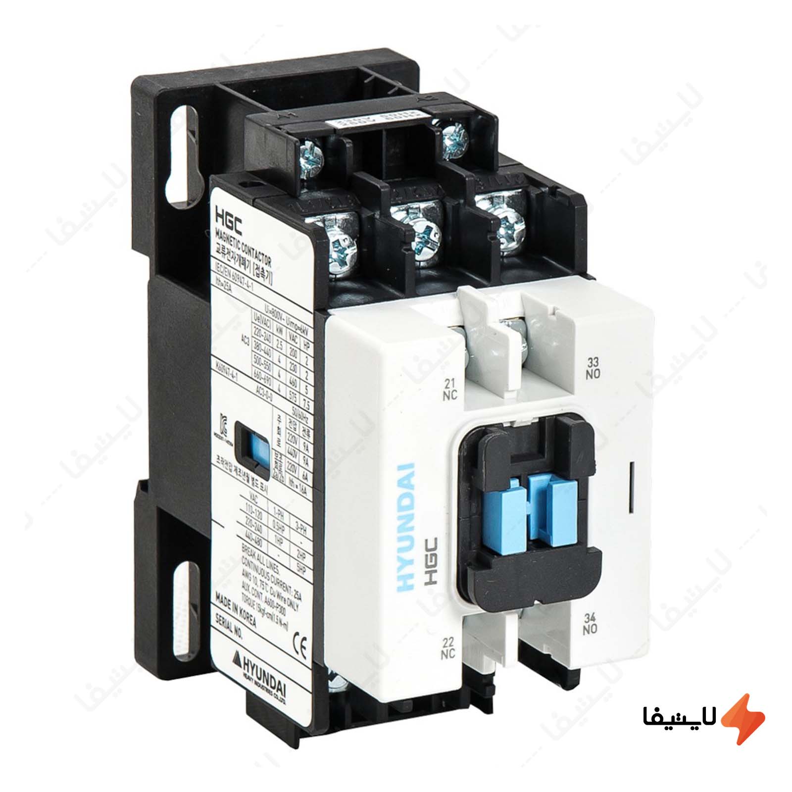 کنتاکتور 12 آمپر 5.5 کیلو وات هیوندای کنتاکتور-12-آمپر-5