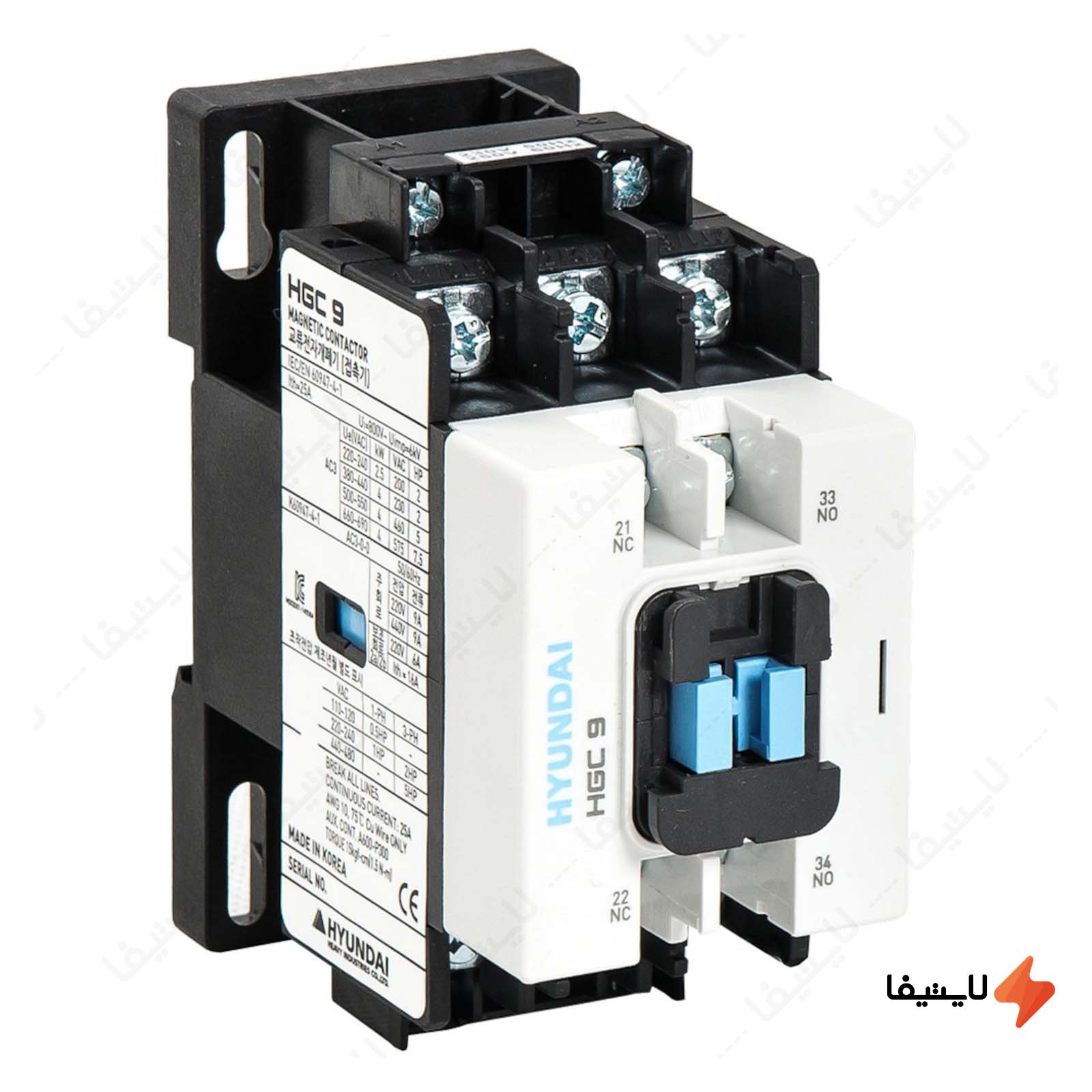 کنتاکتور 9 آمپر 4 کیلو وات هیوندای ب کنتاکتور-9-آمپر-4-کیلو-وات-هیوندای-با-بوبین-AC