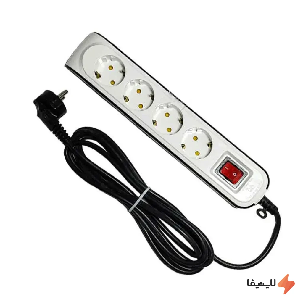 TOL-043603216323695_img0_1792057636_9ba0db.webp چند راهی برق ۴ خانه ارت دار با کلید پارت الکتریک کابل ۵ متری کد 8759 - Image 1