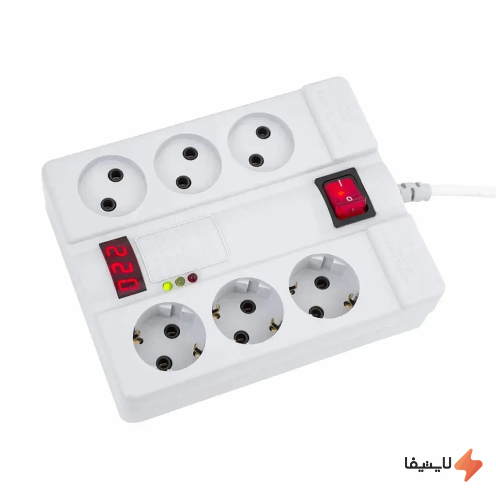 TOL-169810636479290_img0_1792057492_4d26c9.webp محافظ برق ۶ خانه دیجیتال پارت الکتریک مدل ۷۳۸۱ با کابل ۳ متری - Image 1